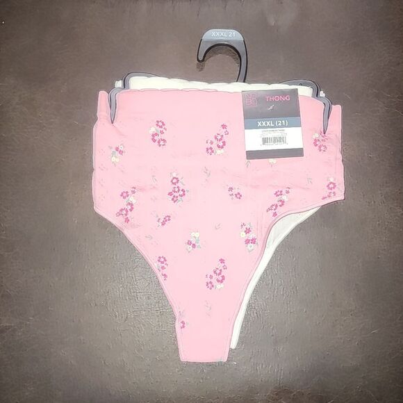 No Boundaries Seamless Pointelle Thong Panties,  2 2-Pack Size XXXL(21) - Picture 2 of 10